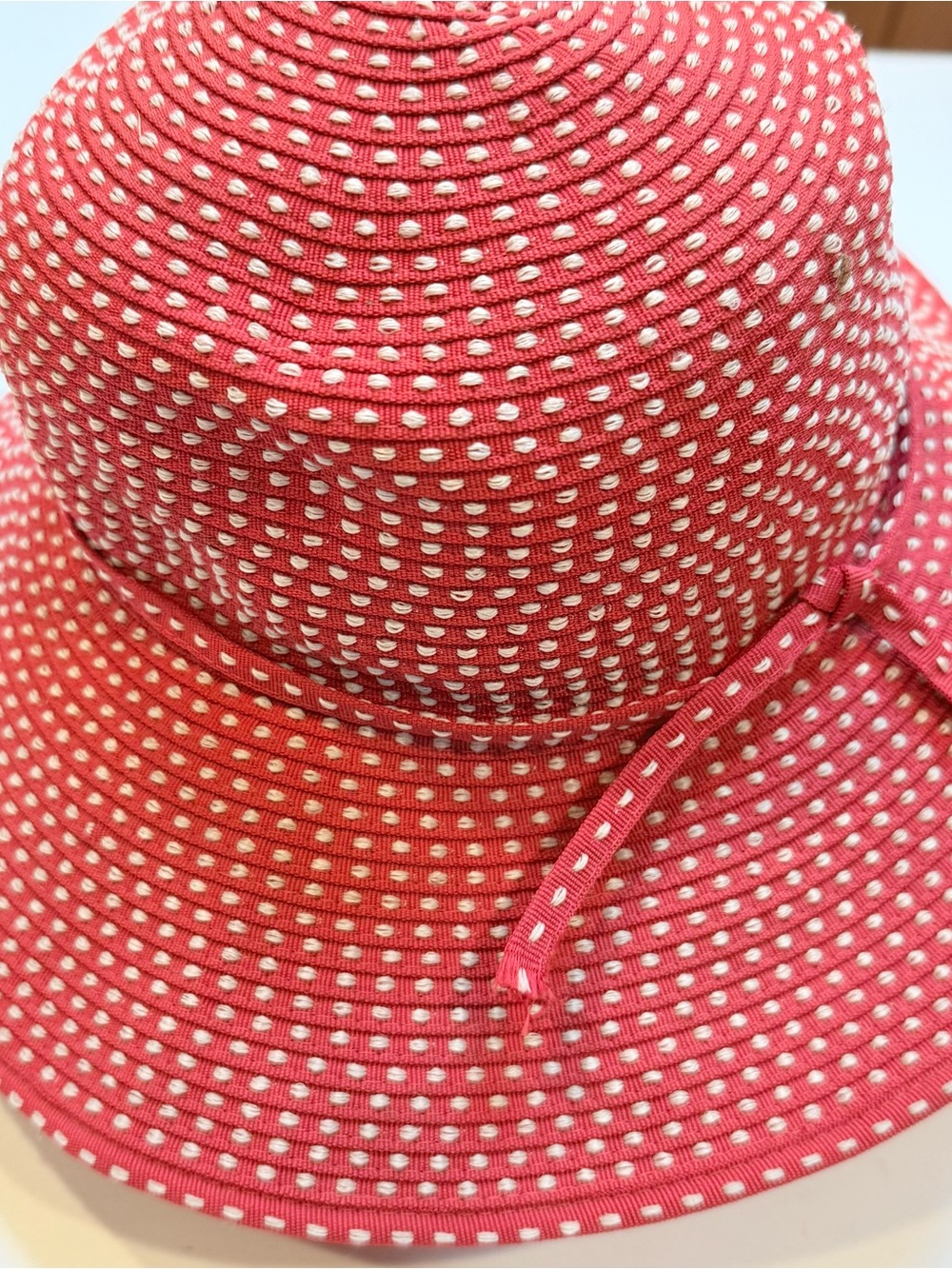 San Diego Hat Company Pink and White Polka Dot Sun Hat